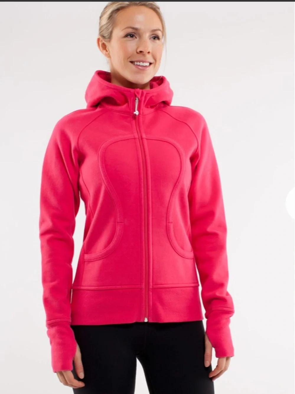 Rare Lululemon Scuba Hoodie Bon Bon logo $138 casual activewear workout zip fall